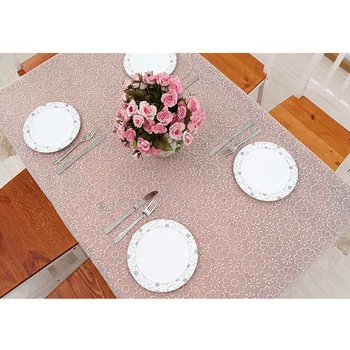 De vidrio de hilo bordado floral mesa de paño rectangular de color beige/café mesa cubierta de la fiesta de la boda mueble de TELEVISIÓN manteles decorativos