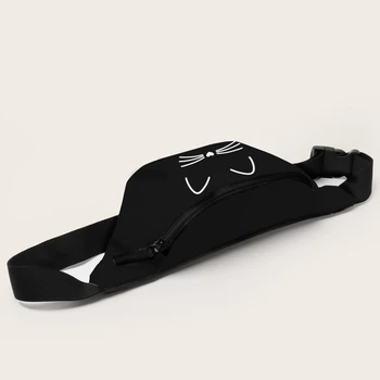 Deanfun Bolsa de Cintura Impreso en 3D Gato Fanny Pack Elegante Negro bolso de la Bolsa Para los Hombres Y Mujeres 18058