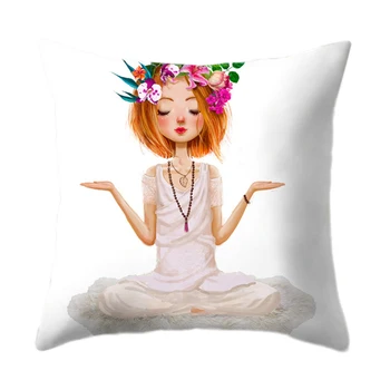 Decorativos de Yoga Chica Impreso de Poliéster Cojín de Cubierta de la funda de Almohada de Decoración para el Hogar para el Sofá Cama de la Cintura Sala de estar 45X45CM