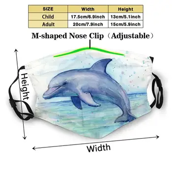 Delfín de Acuarela de la Impresión 3d Reutilizables de la Boca de la Máscara Lavable Filtro Anti Polvo de la Máscara de la Cara de los Delfines de la Acuarela Acuarela