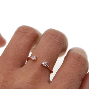Delicado real 925sterling plata abra el tamaño del anillo de doble lado claro cz anillo para mujeres ajustable kunckle anillo en precio barato