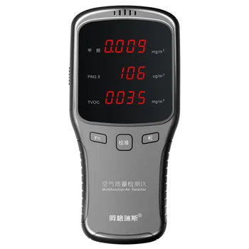Digital Formaldeyde Detector Manejado Monitor de Calidad del Aire HCHO TVOC PM1.0 PM2.5 PM10 Detector Multifuncional Analizador de Gases