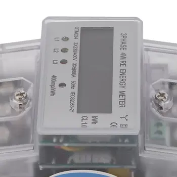 Digital LCD 3x20(80A) Energiemeter Medidor Electrónico trifásico de Cuatro Hilos en Riel DIN KWh de Energía Electrónica del Medidor de Herramientas de Medición