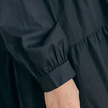 DIMANAF Más el Tamaño de la Blusa de las Mujeres de Verano Sólido Camisa Arco 2021 Vestido de Empalmado de la Moda Suelto Casual Negro Largo Primavera de Estilo de la Blusa