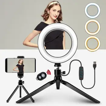 Dimmable LLEVÓ la Luz del Anillo con Trípodes Soporte soporte para Teléfono de Escritorio USB Selfie círculo de Luz de la Lámpara anillo de luz para el Maquillaje de Youtube TikTok Vlog