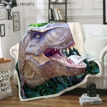 Dinosaurios del Jurásico 3D Impreso Manta de Lana para Camas Gruesa Colcha de la Moda de la Colcha Sherpa Tirar de la Manta Adultos Niños de 16