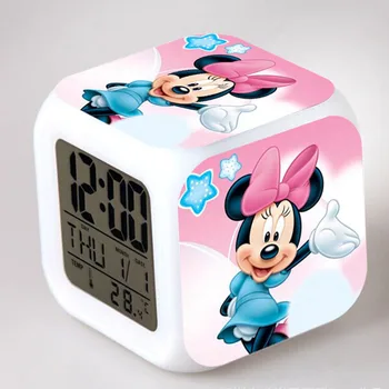 Disney la Figura de Mickey Mouse Minnie Mouse Acción Figues Juguetes de dibujos animados de Mickey Mnnie LED de Alarma del Reloj de Juguetes Muñecas de Modelo a los Niños Regalos