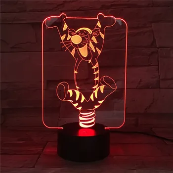 Disney Pooh Bear Amigos Tigger Niños Luz de Noche LED Cambio de Color LED 3D de la Lámpara para la Habitación de los Niños del Hogar Decoración de Regalos de Juguetes