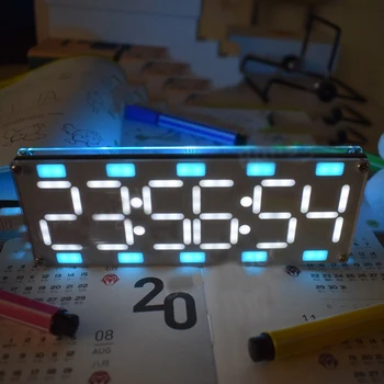 DIY 6 Dígitos LED de la Pantalla Grande de Dos Colores en forma de Tubo Digital Reloj de Escritorio Kit de Control Táctil de 6 Colores