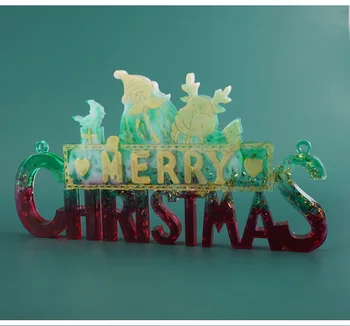 DIY Cristal de Resina Epoxi Molde de Navidad de Santa Listado de Letras de la Decoración del Molde de Silicona Para la Resina