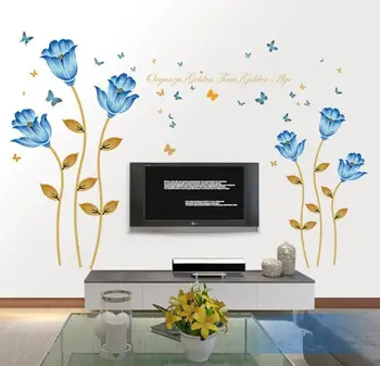 DIY Flores etiqueta de la Pared Calcomanía de Vinilo Removible de Arte Mural de la Casa de Dormitorio, Sala de estar Sofá TV de Fondo Decoración de Múltiples Estilos