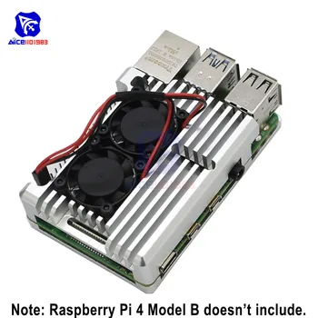 Diymore Raspberry Pi 4 el Modelo B de la funda Protectora de Doble Ventilador de Refrigeración de la Carcasa Caso de Aleación de Aluminio con Disipador de calor del Pilar