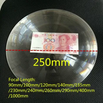 Diámetro de 250 mm de longitud focal de 400 mm 1000 mm solar lente de fresnel