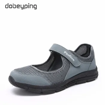 Dobeyping Nuevo Verano de las Mujeres Zapatos de Malla de Aire de Mujer de Pisos de Calzado Suave Madre Transpirable Zapatillas de deporte Mujer Mocasines Zapatos para andar Casuales