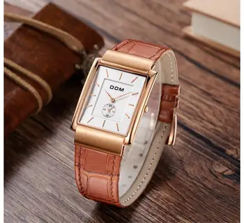 DOM Ultra-delgada simple clásico de los hombres relojes de cuarzo de negocios impermeable reloj de la marca de lujo de cuero genuino reloj de oro de la moda de M-289