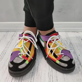 DORATASIA Gran Tamaño 35-43 de la Marca Nueva de Señora de Retazos de colores de Zapatillas de INS Caliente cordones de los zapatos de Plataforma de Zapatillas de deporte Casuales Otoño Zapatos de Mujer
