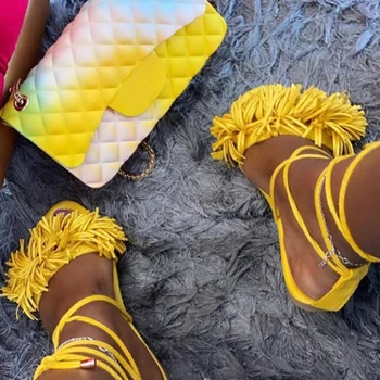 DORATASIA Nuevo Dulce Verano de la Franja Sandalias de Verano de 2020 Informal de Baja Sandalias de Tacón Mujer Ins Brillante y Caliente Tobillo Envoltura de Zapatos de Mujer