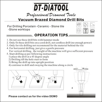 DT-DIATOOL 3pcs de ajuste Rápido de mango Seco de Diamantes de Perforación de Núcleo de Brocas de Taladro Sierra De Granito y Mármol Diámetro: 8mm/10mm/12mm