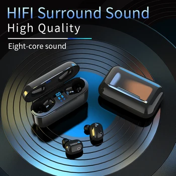 DUSH TWS Auriculares Bluetooth V5.0 Auriculares HD Auriculares Estéreo de Deportes Auriculares Inalámbricos con Micrófono Dual