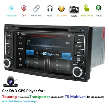 DVD del coche Estéreo para VW Volkswagen Touareg 2004-2011 Transportador 2004-2009 T5 Multivan 2004-2009 Radio GPS BT con canbus libre cam