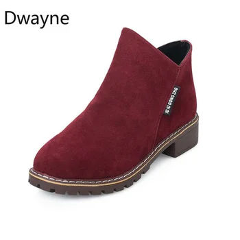 Dwayne Nueva temporada Otoño-Invierno de las Mujeres Botas de Gamuza Mujer Botas de mujer Botas de Tobillo Plana Oxford zapatos zapatos mujer tamaño 35-40