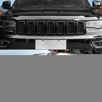 DWCX Negro ABS Delantera del Coche de la Parrilla de la Parrilla Insertar el Anillo de la Cubierta de Recorte de Ajuste Para Jeep Grand Cherokee 2017 2018 2019