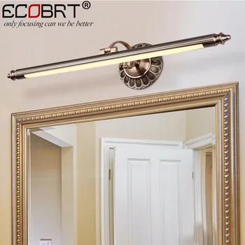 ECOBRT Tradicional de Bronce LED Lámparas de Pared en el cuarto de Baño 50/70/90CM de Largo la parte Superior de los Espejos de la Imagen de la Pintura de las Luces con Brazo oscilante