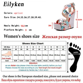 Eilyken de Seda de la Impresión Floral de las Cuñas Zapatos De las Mujeres zapatos de Tacón Alto Sandalias de Verano Zapatos de Mujer Peep Toe Cuñas Sandalias de Plataforma