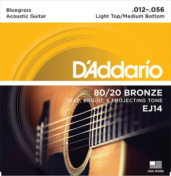 EJ14 de bronce 80/20 cuerdas para guitarra acústica, 12-56, la luz superior/medio fondo/bluegrass D'Addario