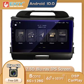 EKIY Blu-ray IPS 6G+128 GB DSP Para Kia Sportage 3 4 SL 2010-2016 Android 10 Radio de Coche Multimedia Reproductor de Vídeo de Navegación GPS 2 Din