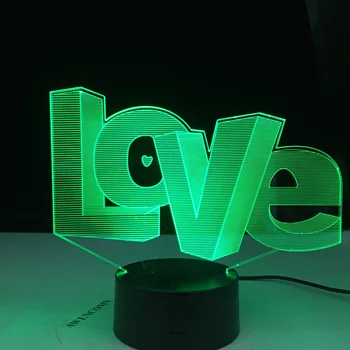 El AMOR de Modelado 3D de las Luces de la Noche Creativa de 7 Colores Cambio de Luminaria Lámpara de Mesa para la Decoración del Hogar de san valentín de Regalo de los Amantes