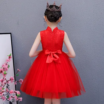 El Cheongsam la Edad De 4 A 14 Años Adolescentes sin Mangas Qipao 2021 Año Nuevo Chino, el Día de la Ropa Roja Vestido Vintage de los Niños vestimentas de color