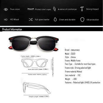 El diseñador de gafas de sol de los Hombres 2020 alta calidad Remache Mitad de la imagen de las Mujeres tonos gafas de sol Polarizadas masculino de conducción gafas de Gafas De Sol