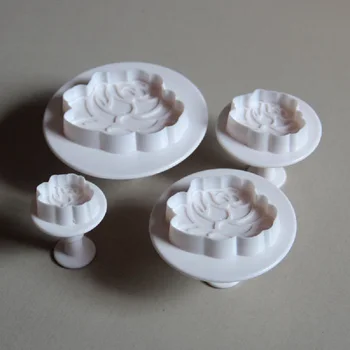 El Envío libre de la FDA Caliente de Alta Calidad con Forma de Rosa Émbolo de Cortadores de Galletas de Decoración de pasteles de los Moldes Establecidos