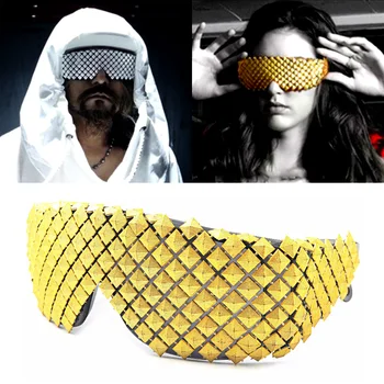 El oro, la Plata Steampunk Gafas de sol para Mujer de la Novedad de la Moda de Lujo de los Hombres Gafas de Sol de la Pirámide del Partido de la Celebridad Gafas de Hip Hop Gótico