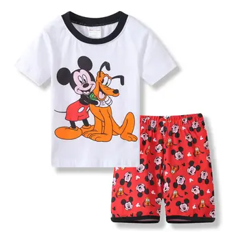 El verano de los Niños Ropa Niñas Niños Conjunto de Mickey Minnie de Algodón Boy Conjuntos de Bebé Camiseta+ pantalones Cortos de Niño Pantalones de la Ropa de Deporte de Conjunto 1-7Y