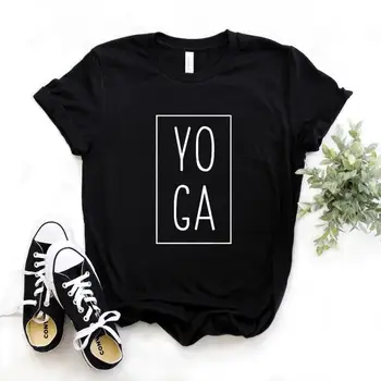 El Yoga de la plaza de Impresión de las Mujeres de las Camisetas de Algodón Casual Divertida Camiseta Para Señora Yong Chica Top Camiseta Hipster 6 Color NA-890