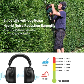 Electrónica Auricular 5.0 Bluetooth Orejeras Envolvente de Protección para los Oídos Auriculares Inalámbricos con Cancelación de Ruido de Carga para la Música de Disparo