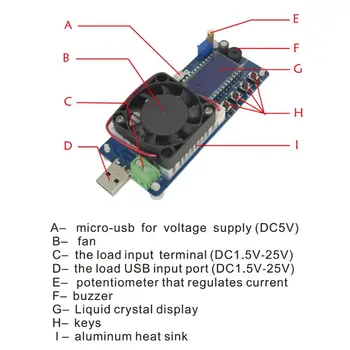 Electrónica de Carga USB de Carga Probador de 25W/35W Actual Constante de la Capacidad de la Batería Probador