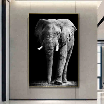 Elefante Africano, Arte De La Pared De Lona De Pinturas En Blanco Y Negro De Animales De La Pared Posters Y Impresiones De Imágenes De La Pared Para La Sala De Estar Cuadros