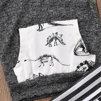 Emmababy 2019 2pcs Niño pequeño Dinosaurio juego de Ropa de Niños Bebé Niño T-shirt Tops Cortos Pantalones de Traje sin Mangas de Algodón juego de Ropa de