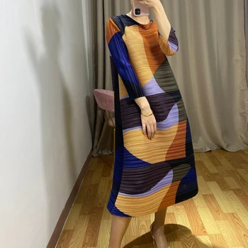 En La Primavera De 2020, el Nuevo Femenina de Alta gama de la Geometría sueltas de gran Tamaño Miyak Veces la Moda Temperamento Elegante Vestido de la Madre