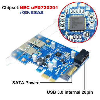 En los Laboratorios de 4 Puertos PCIE, PCI-e USB 3.0 (2 x Tipo a+ 20 Pin Interno) Tarjeta de Expansión de Concentradores Tarjeta PCI Express Adaptador w/ Alimentación SATA