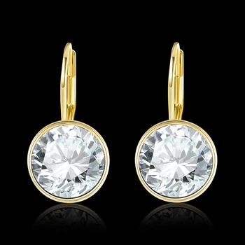 Encantadores Aretes de la Superposición de Oro Blanco Cristal pendientes de Clip de la moda de la joyería para las mujeres E2049