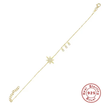 ENVASADOR Real de la Plata Esterlina 925 Pulsera para las Mujeres Rayo de Estrella de ocho puntas de Diamante de las Pulseras del Encanto de la Joyería pulseras Regalos
