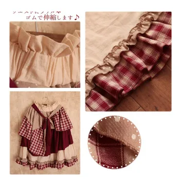 Envío gratis 2019 Otoño e Invierno Nueva de Algodón a Cuadros de la Cuadrícula de Empalme de Celosía Dulce Lindo Kawaii de Encaje falda de Lolita / Japonés Faldas