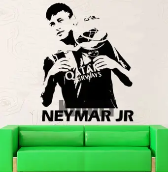 Envío gratuito Personalizado personalizado aceptable Neymar Junior de Futbol etiqueta Engomada de la Pared Jugador de Fútbol Barcelona Vinyl Decal Decoración