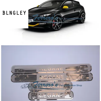 Envío libre 4pcs/lote de acero inoxidable coche pegatinas estilo ultra-delgada de umbral de la puerta de desgaste de la Placa de pedal Para Renault Megane-2017