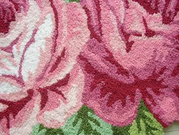 Envío libre hecho a mano 4 se levantó de arte alfombra para el dormitorio/la mesilla de arte de la alfombra rosa romántico