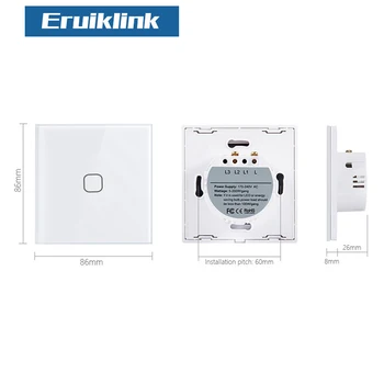Eruiklink EU/UK Estándar 1/2/3 Pandilla de 1 vía Interruptor Remoto, AC 110~250V Luz de Pared de mando a distancia pulse el Interruptor Para el Hogar Inteligente